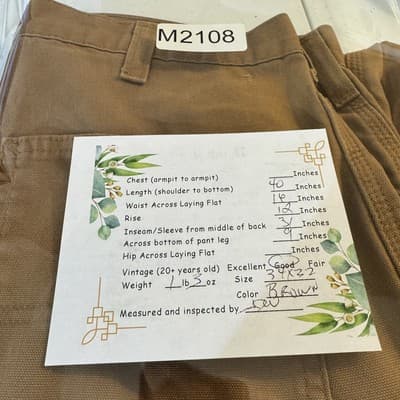 Carhartt Pants Mens 34x32 Brown Dungaree Fit Workwear Utility 383-51 - Thumbnail 8