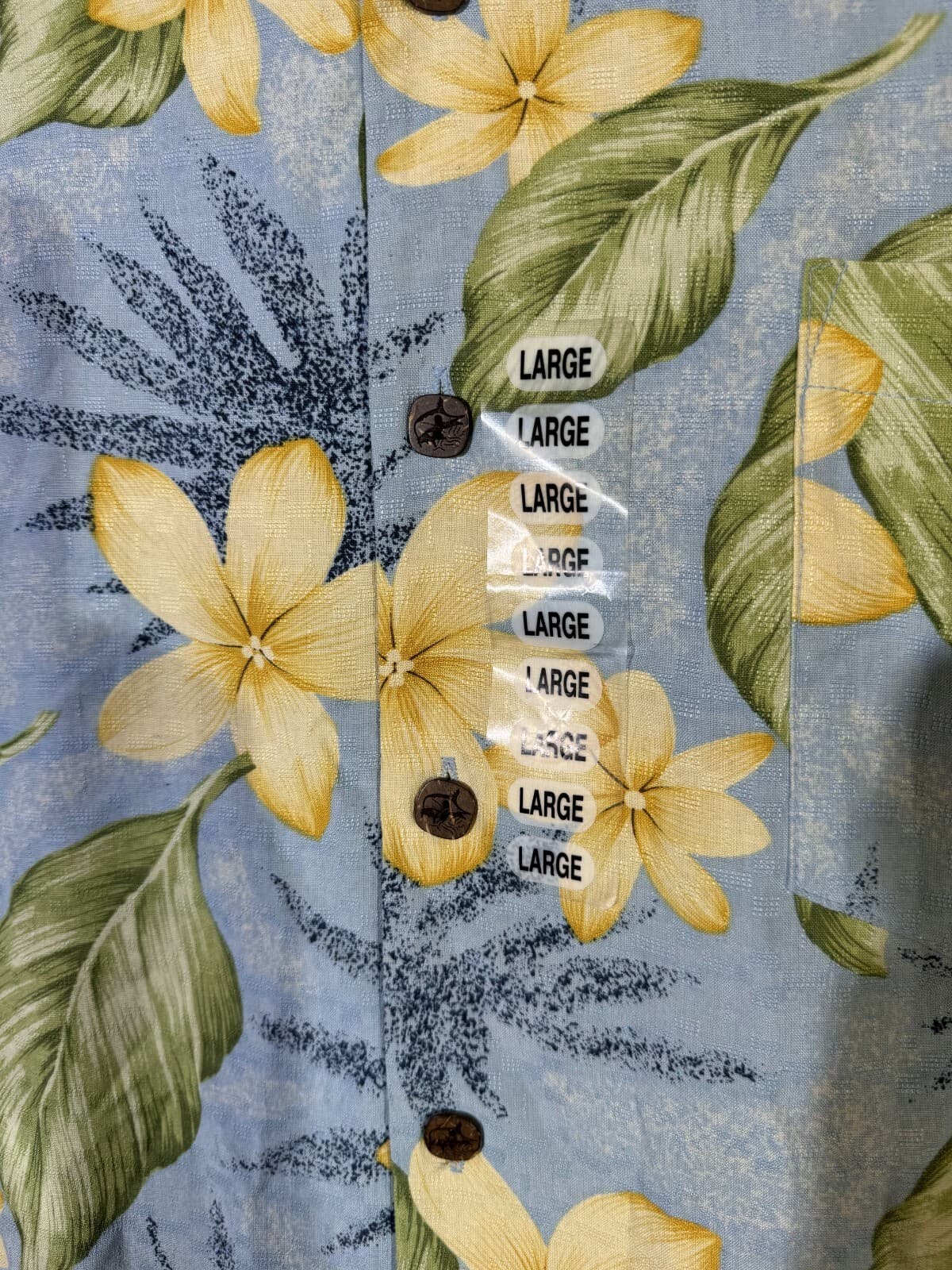 Bermuda Bay Shirt Men’s L Blue Floral 100% Silk Hawaiian Button-Up M183 - Thumbnail 7