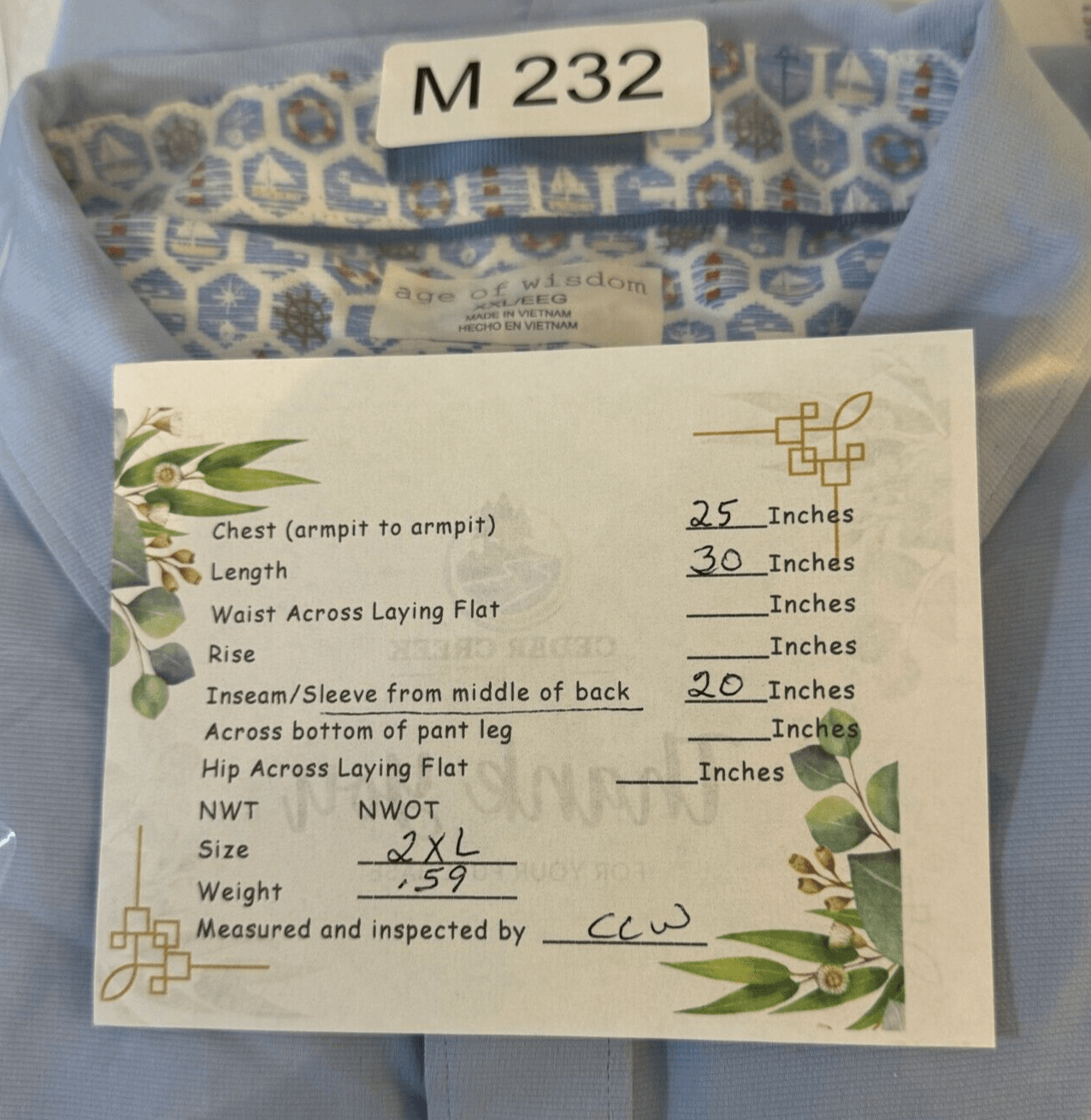 Age of Wisdom Shirt Men’s 2XL Blue Short‑Sleeve Button‑Up 100% Polyester M232 - Thumbnail 8