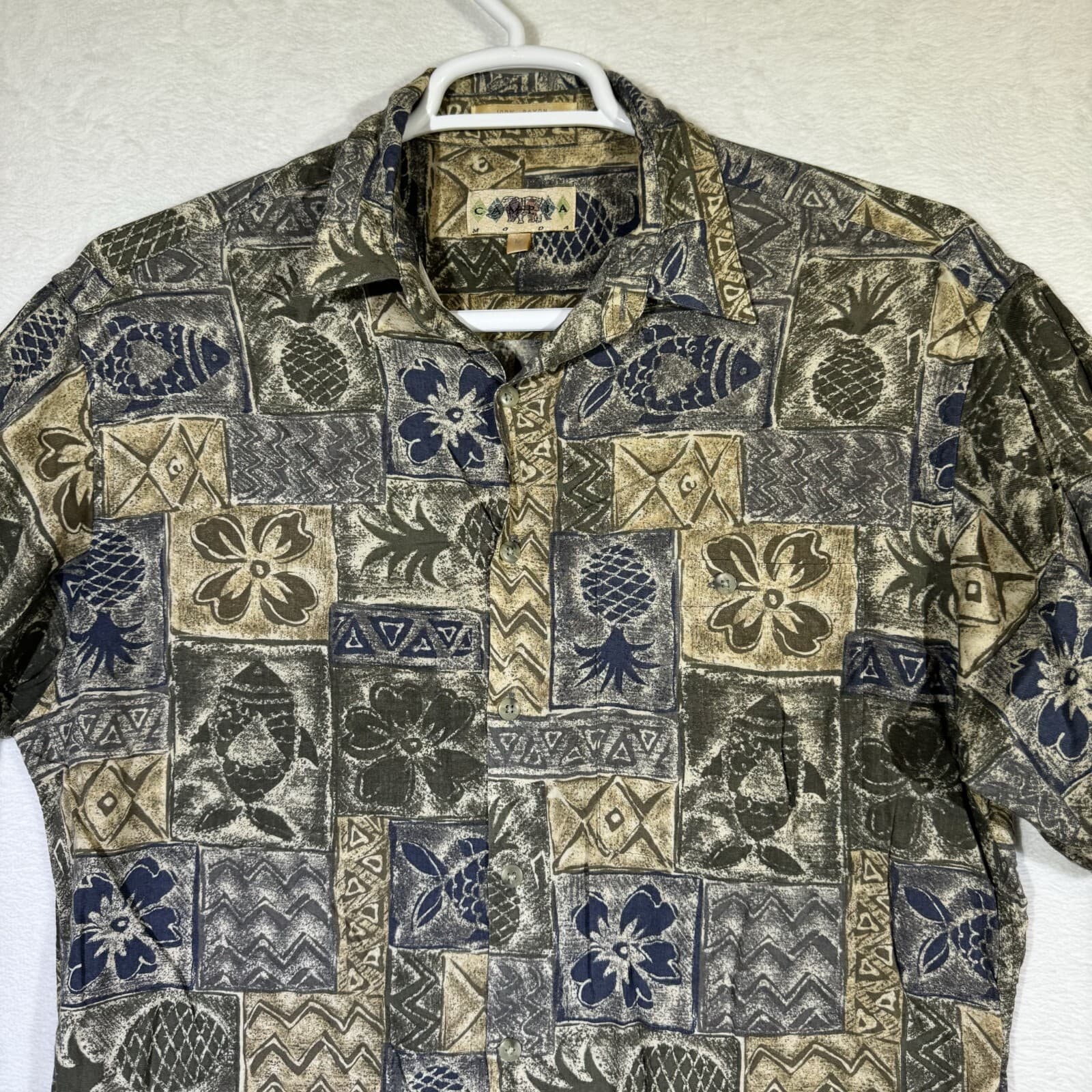 Campia Moda Shirt Mens M Multicolor Tropical Rayon Hawaiian Button‑Up Short M222 - Thumbnail 5