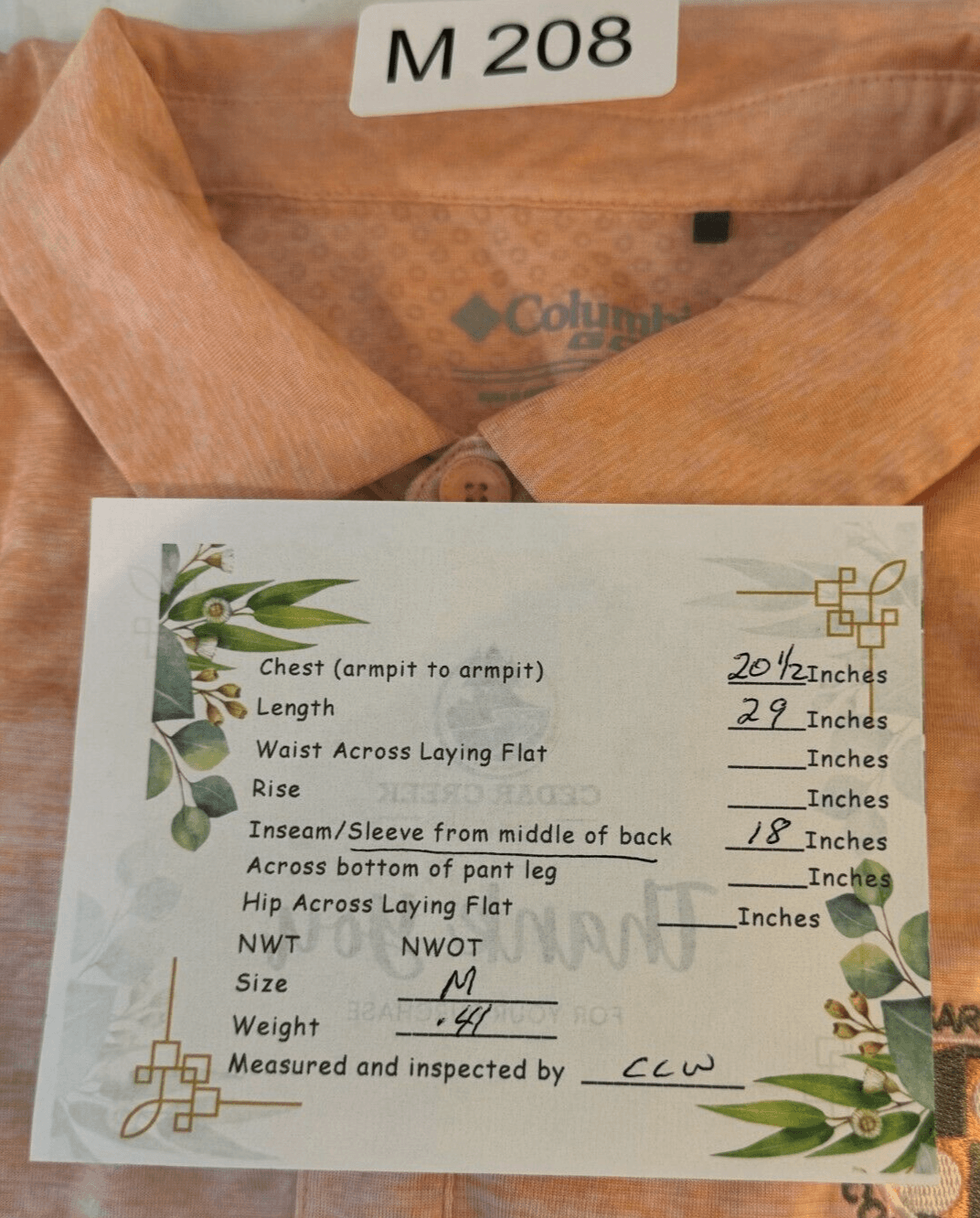 Columbia Golf Polo Men’s M Orange Omni‑Shade Sugar Mill CC 100% Polyester M208 - Thumbnail 8