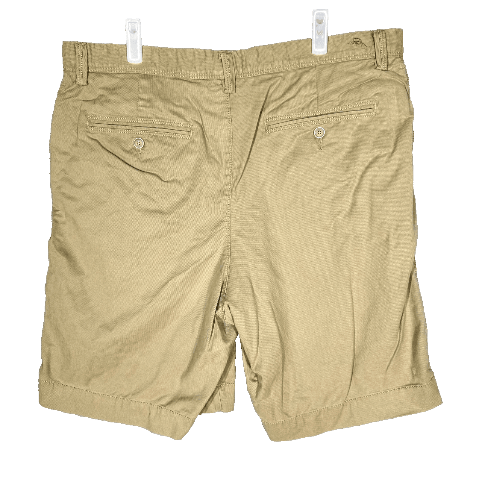 Tommy Bahama Men Chino Shorts 36 Beige Stretch Mid-Rise Flat Front Zip Fly - Thumbnail 2