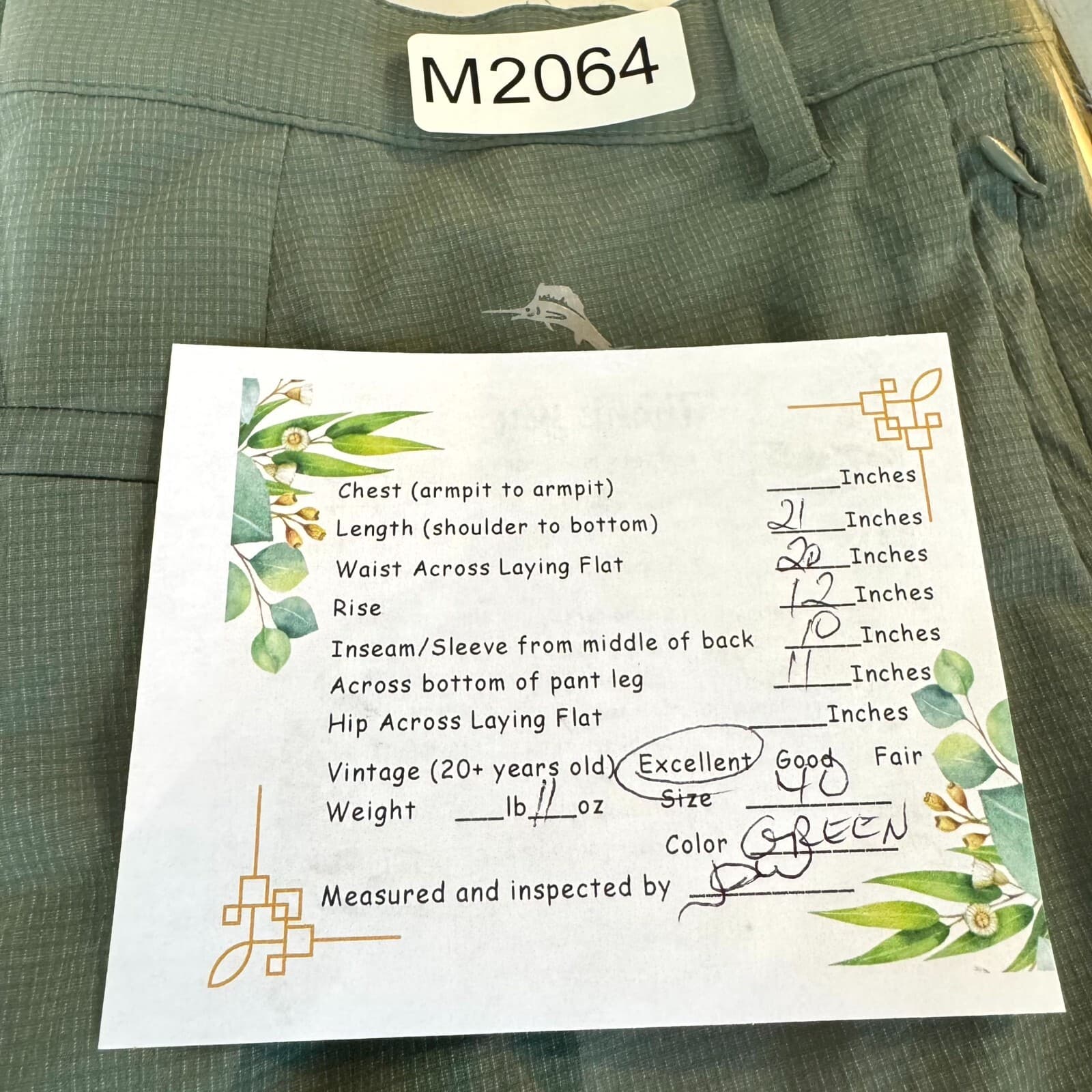 Tommy Bahama Mens Ripstop Shorts 40 Green Nylon Stretch Mid-Rise Zip Fly - Thumbnail 7