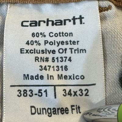 Carhartt Pants Mens 34x32 Brown Dungaree Fit Workwear Utility 383-51 - Thumbnail 7