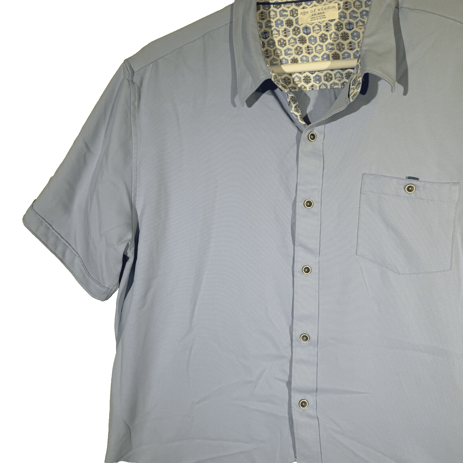 Age of Wisdom Shirt Men’s 2XL Blue Short‑Sleeve Button‑Up 100% Polyester M232 - Thumbnail 4