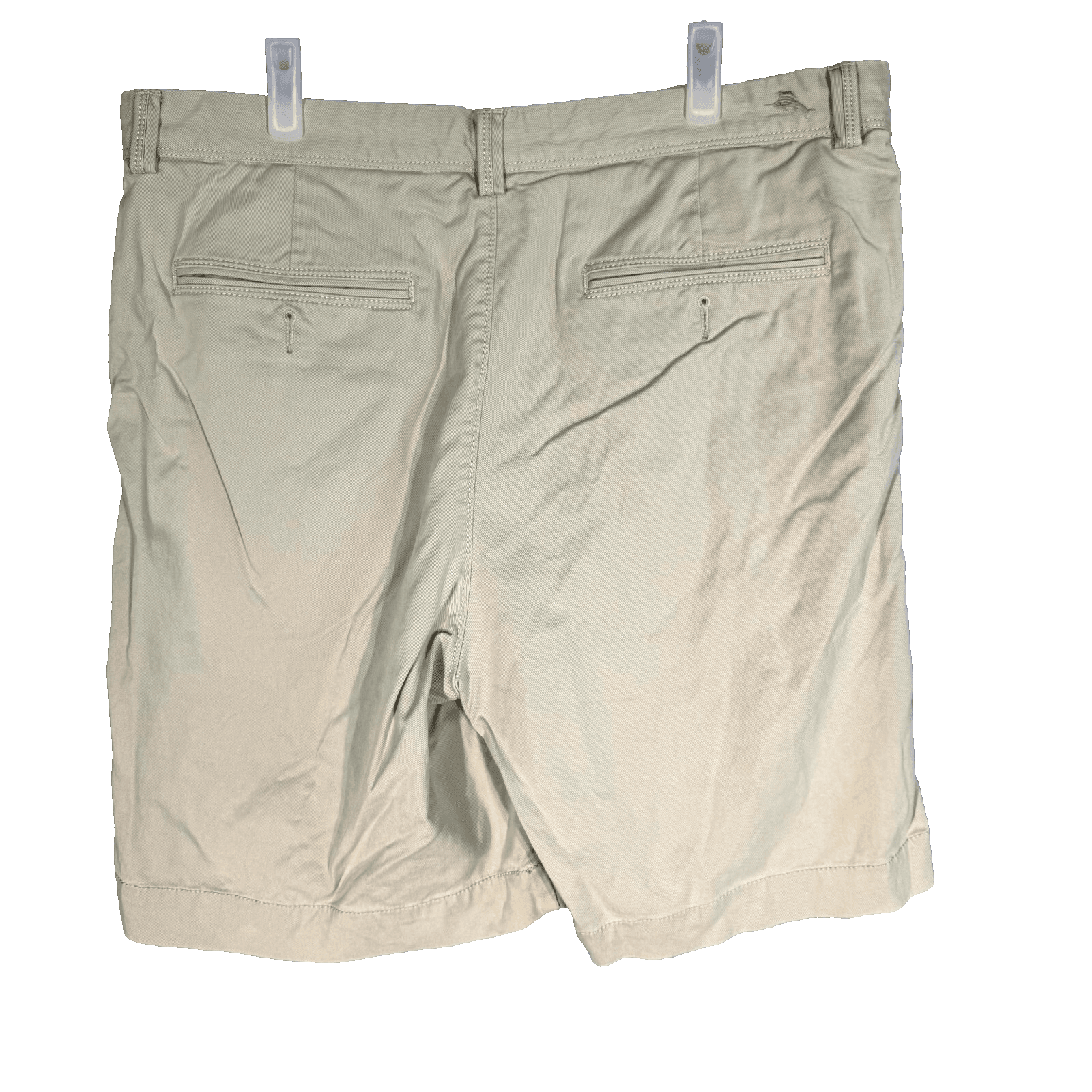 Tommy Bahama Men Chino Shorts 36 Beige Stretch Mid-Rise Flat Front Zip Fly - Thumbnail 2