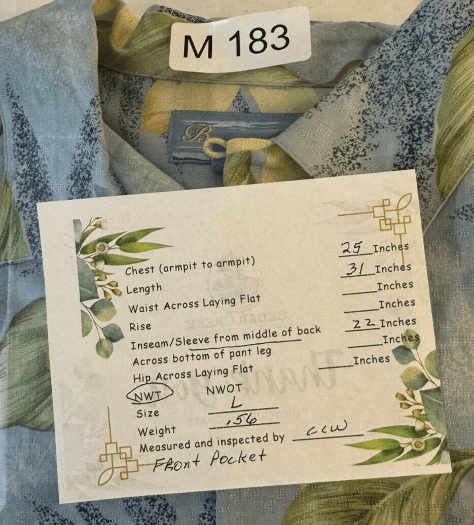 Bermuda Bay Shirt Men’s L Blue Floral 100% Silk Hawaiian Button-Up M183 - Thumbnail 8