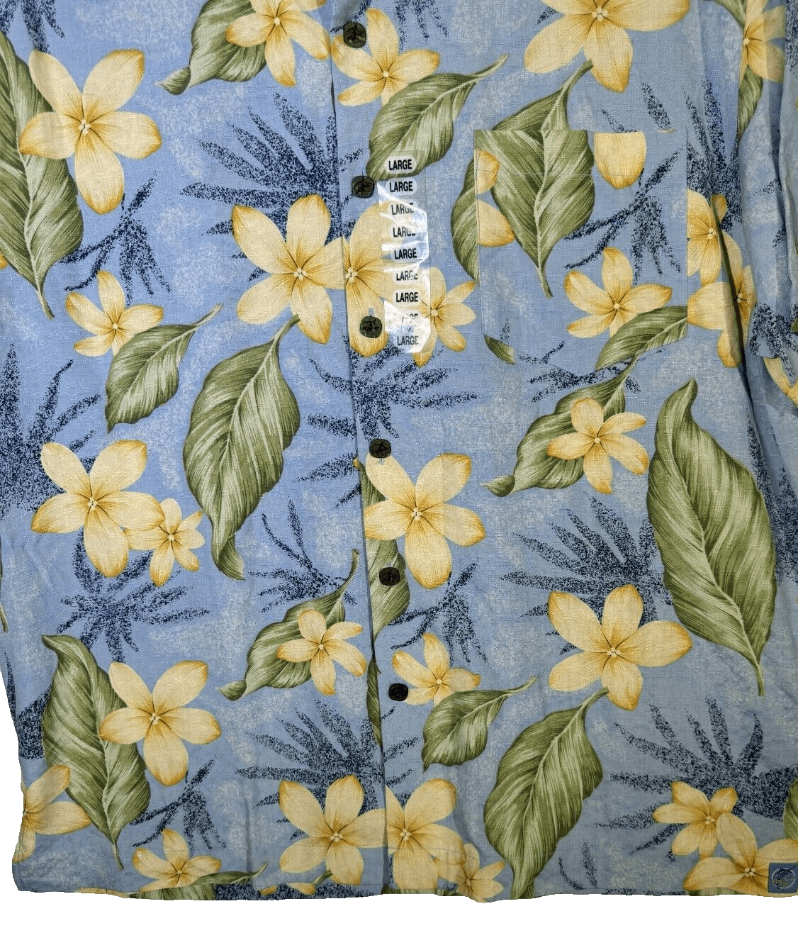 Bermuda Bay Shirt Men’s L Blue Floral 100% Silk Hawaiian Button-Up M183 - Thumbnail 3