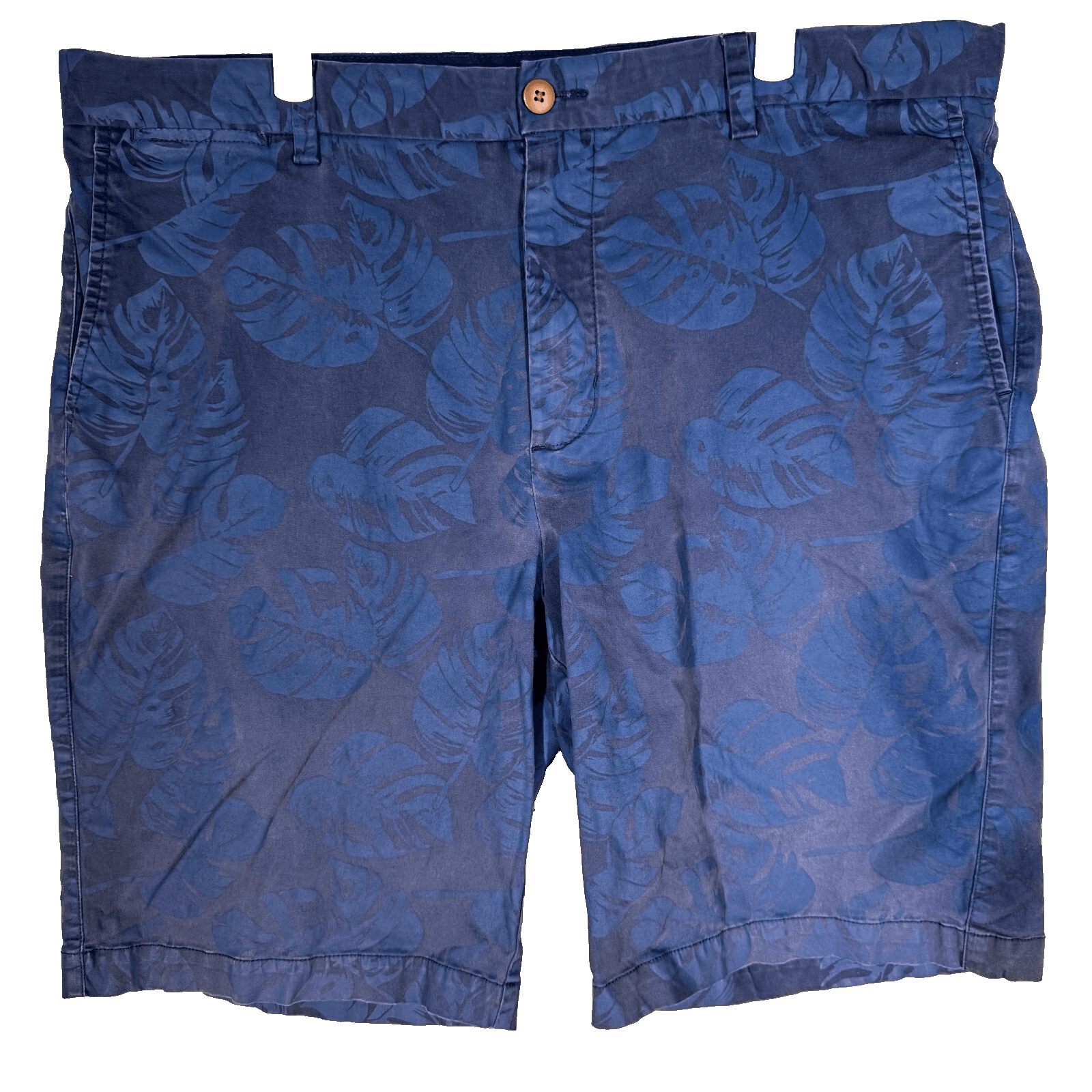 Tommy Bahama Mens Chino Shorts 40 Blue Leaf Print Mid-Rise Flat Front - Image 1