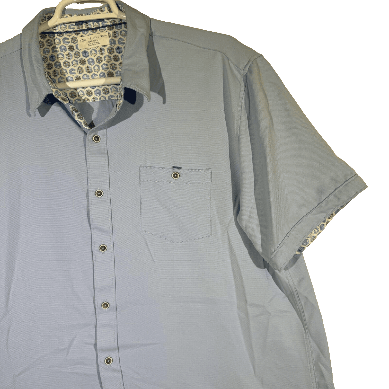 Age of Wisdom Shirt Men’s 2XL Blue Short‑Sleeve Button‑Up 100% Polyester M232 - Thumbnail 6