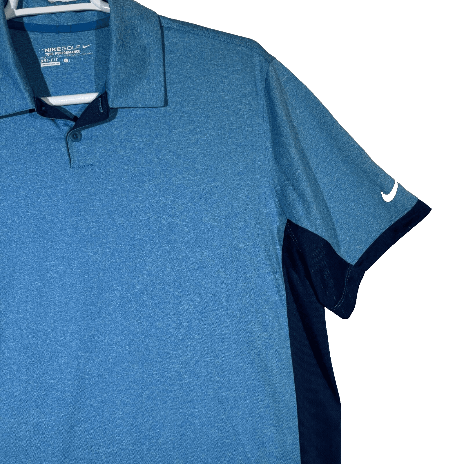 Nike Golf Polo Men’s L Navy Blue Dri‑Fit Polyester Tour Performance Shirt M202 - Thumbnail 6