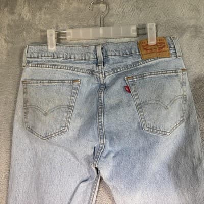 Vintage Levis 505 Jeans Mens 34x32 Light Wash Blue Straight Leg Faded Denim - Thumbnail 5