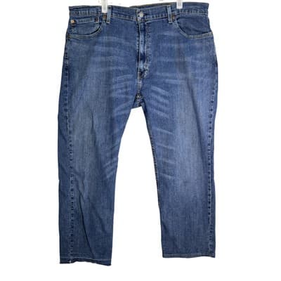 Levis 559 Jeans Mens 40x30 Blue Straight Leg Denim Whiskering Frayed Hem Zip Fly - Image 1
