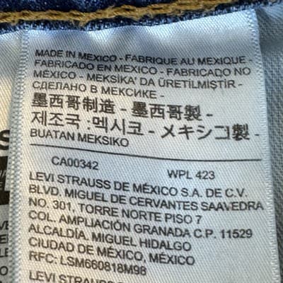 Levis 559 Jeans Mens 40x30 Blue Straight Leg Denim Whiskering Frayed Hem Zip Fly - Thumbnail 4