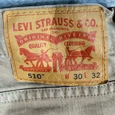 Levi's 510 Jeans Mens 30x32 Beige Skinny Fit Stretch Denim Pants Casual Style - Thumbnail 3