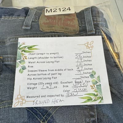 Levis 559 Jeans Mens 40x30 Blue Straight Leg Denim Whiskering Frayed Hem Zip Fly - Thumbnail 7