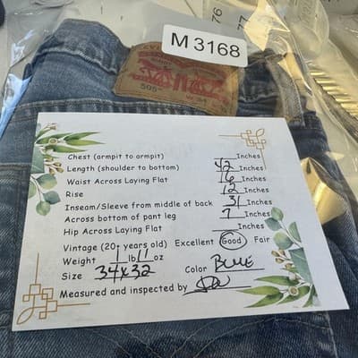 Levis 505 Jeans Mens 34x32 Blue Medium Wash Straight Leg Stretch Denim Mid Rise - Thumbnail 9