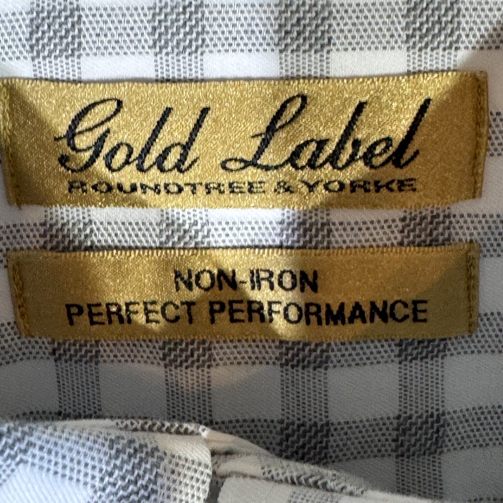 Gold Label Shirt Men XL Gray Check 100 % Cotton Non Iron Perfect Performance - Thumbnail 7