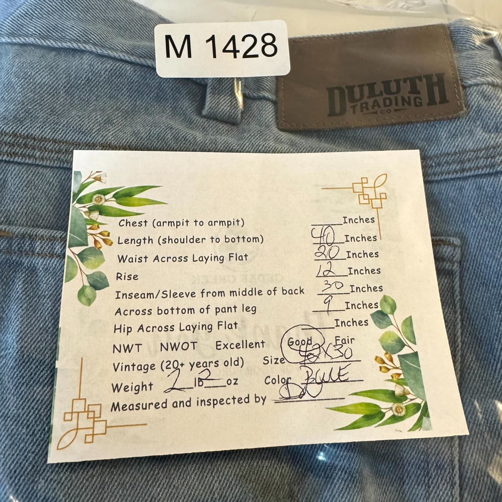 Duluth Trading Co Mens Jeans 42x30 Blue Denim Mid Rise Straight Leg - Thumbnail 14