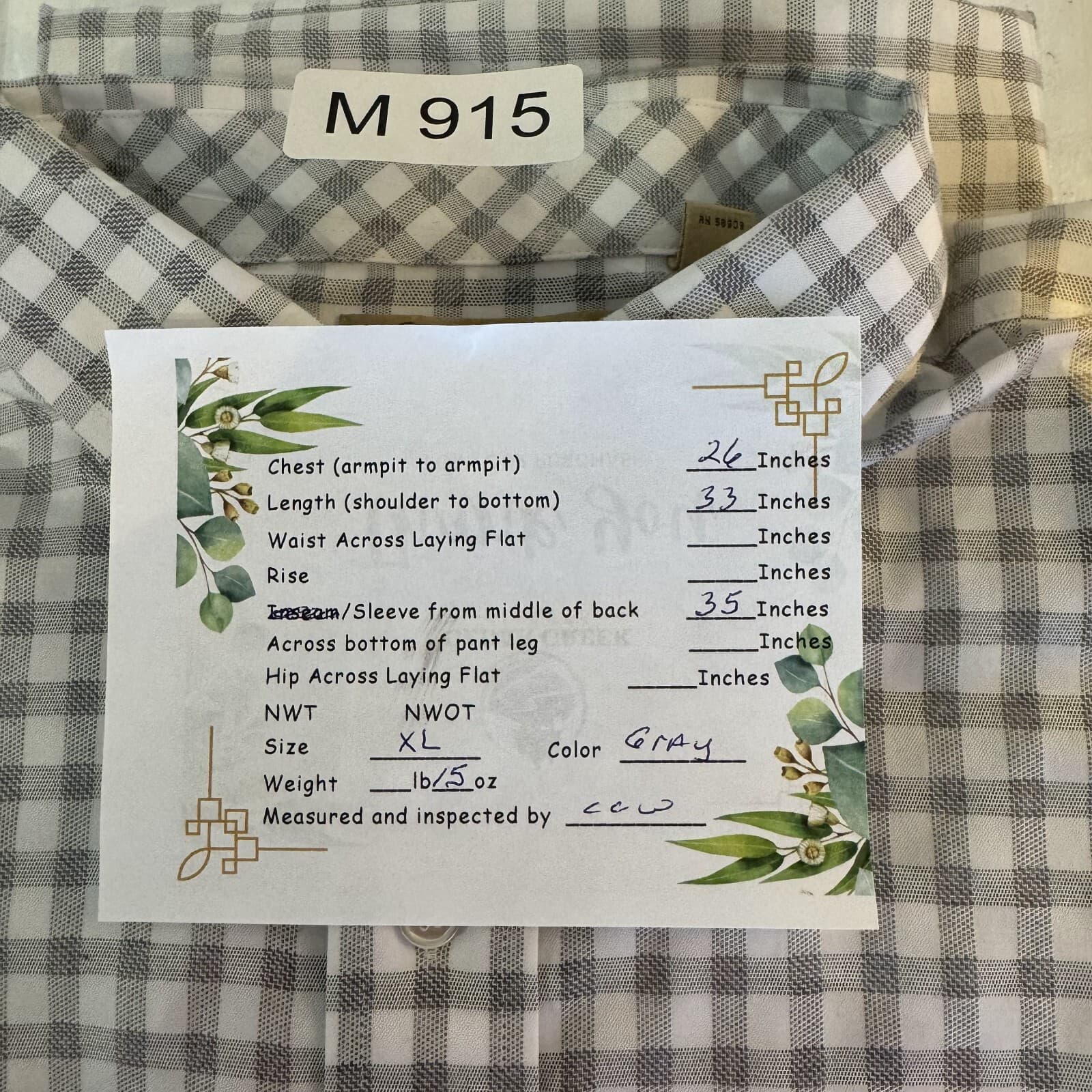 Gold Label Shirt Men XL Gray Check 100 % Cotton Non Iron Perfect Performance - Thumbnail 8