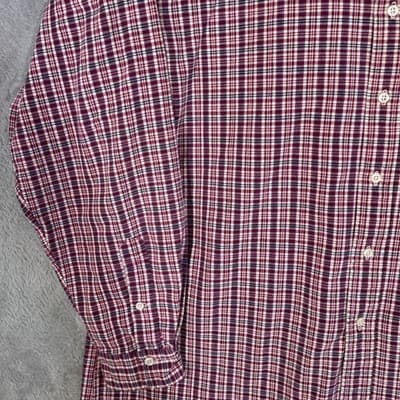 Ralph Lauren Shirt Mens XL Red Plaid Flannel Band Collar Long Sleeve Button Up - Thumbnail 3
