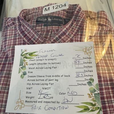 Ralph Lauren Shirt Mens XL Red Plaid Flannel Band Collar Long Sleeve Button Up - Thumbnail 17