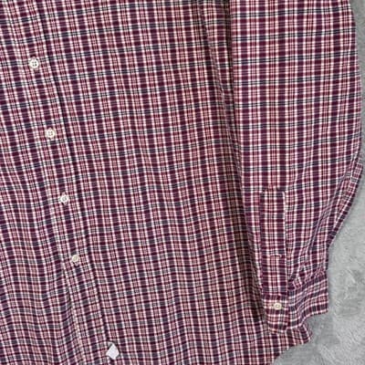 Ralph Lauren Shirt Mens XL Red Plaid Flannel Band Collar Long Sleeve Button Up - Thumbnail 5