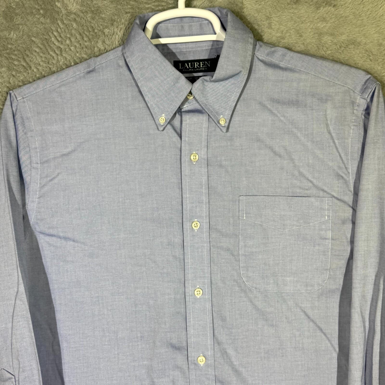 Lauren Ralph Lauren Dress Shirt Men 16 32/33 Blue Cotton Button Down - Thumbnail 4