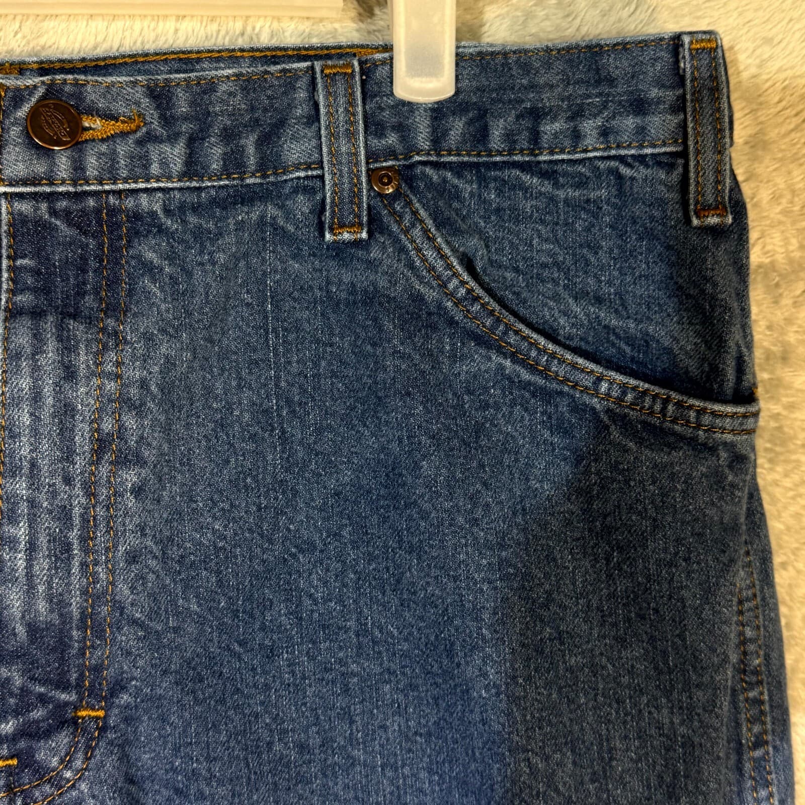 Dickies Jeans Mens 38x32 Regular Fit Straight Leg Blue Denim 5 Pocket - Thumbnail 4