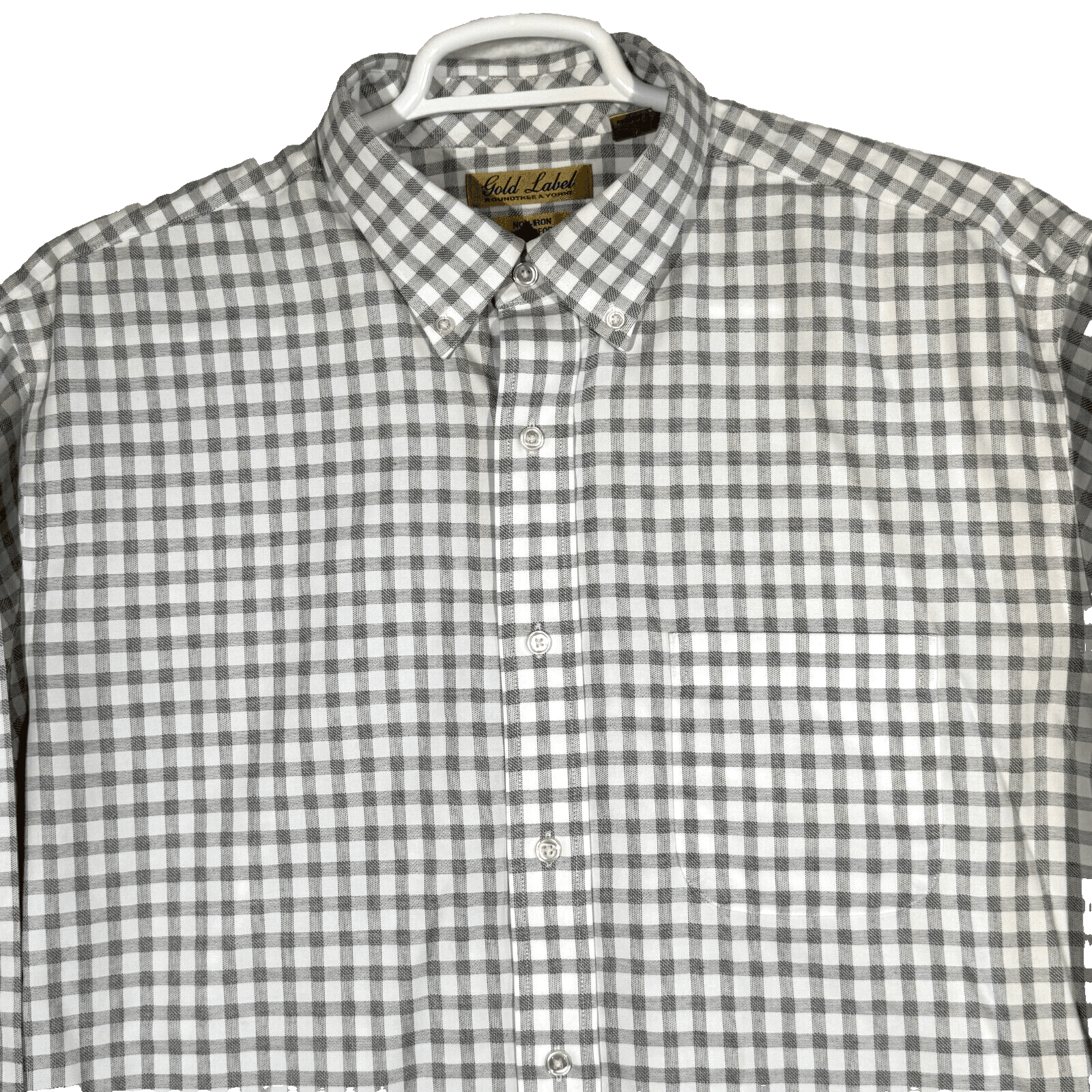 Gold Label Shirt Men XL Gray Check 100 % Cotton Non Iron Perfect Performance - Thumbnail 4