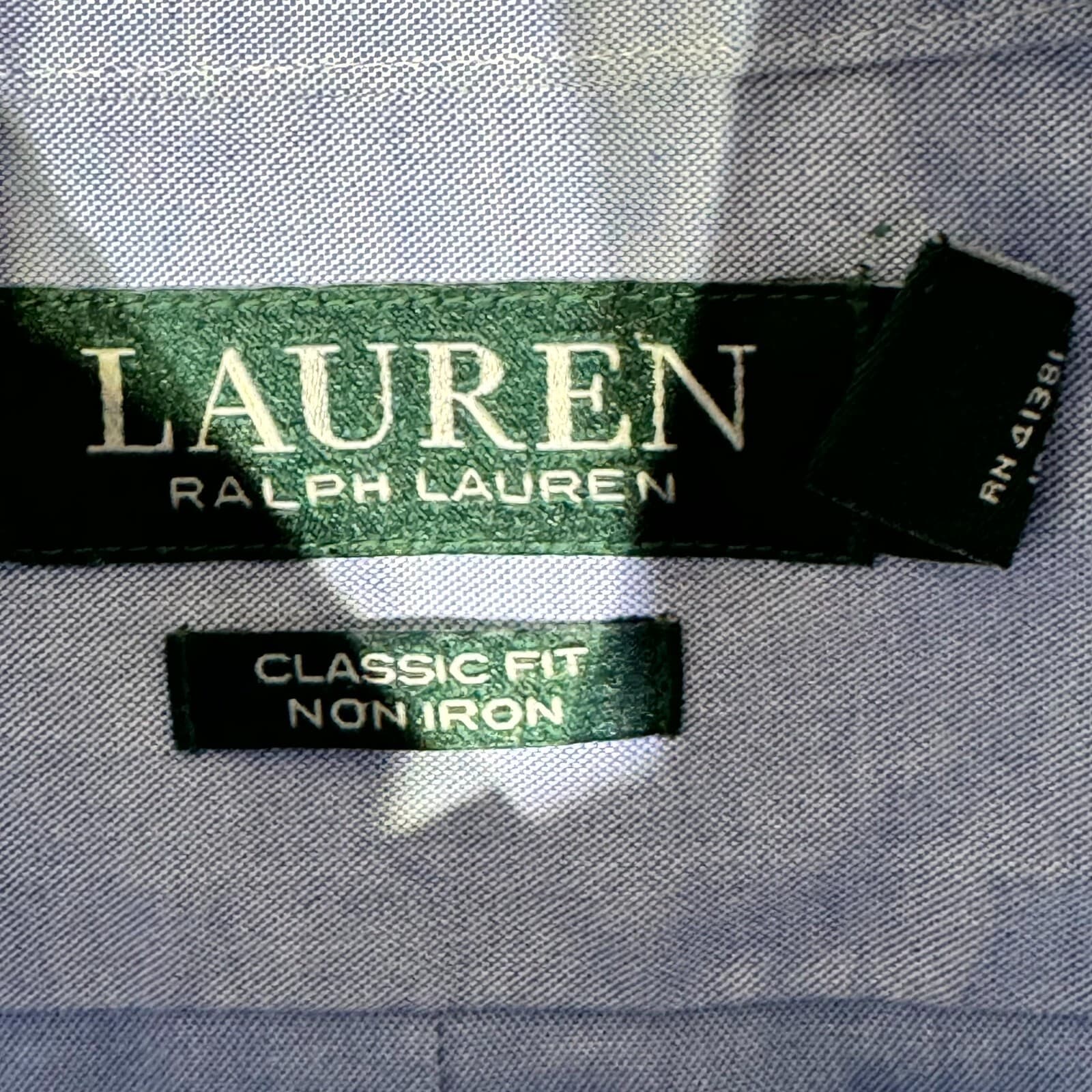 Lauren Ralph Lauren Dress Shirt Men 16 32/33 Blue Cotton Button Down - Thumbnail 7