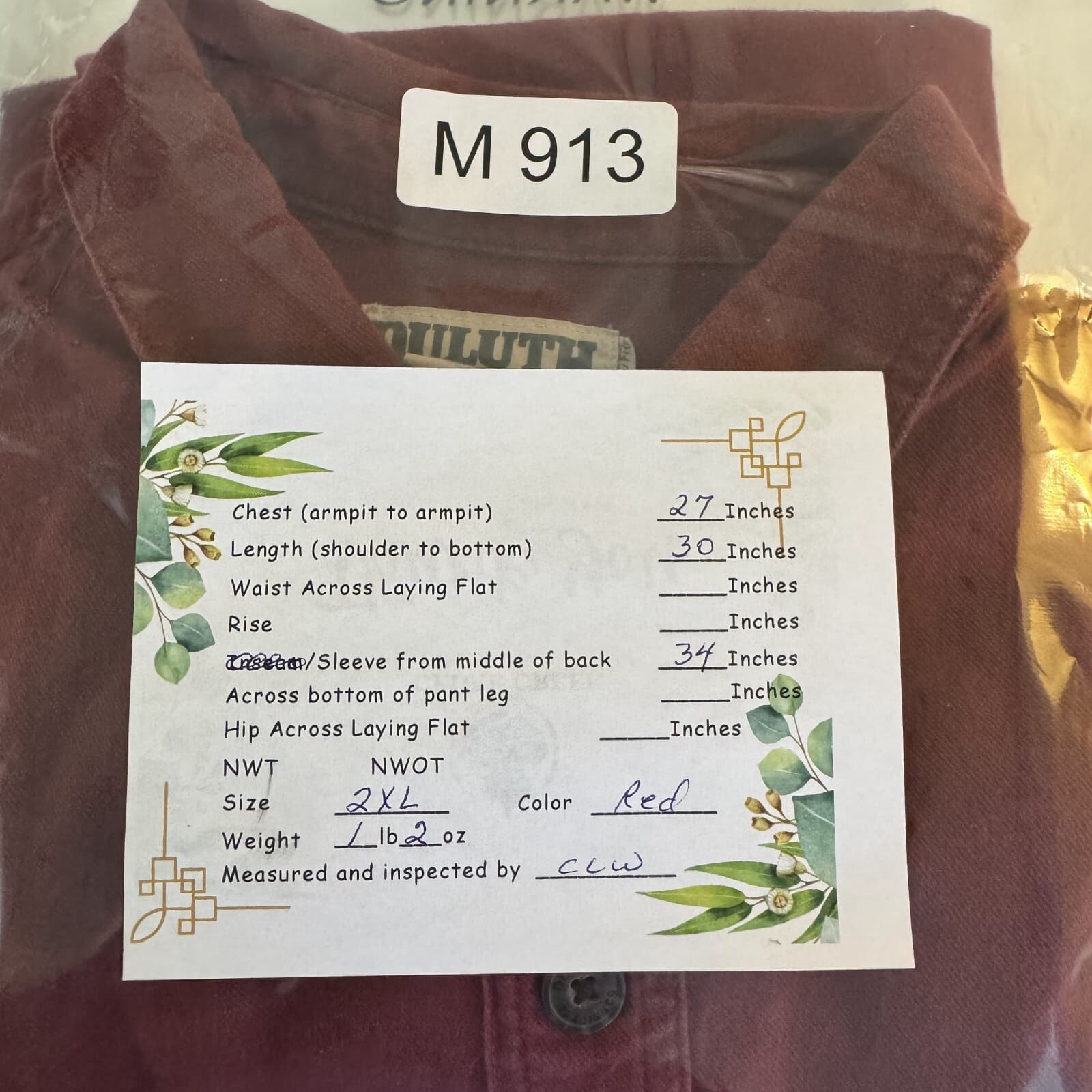 Duluth Trading Co Shirt Men 2XL Red 100 Percent Cotton Long Sleeve Workwear - Thumbnail 9