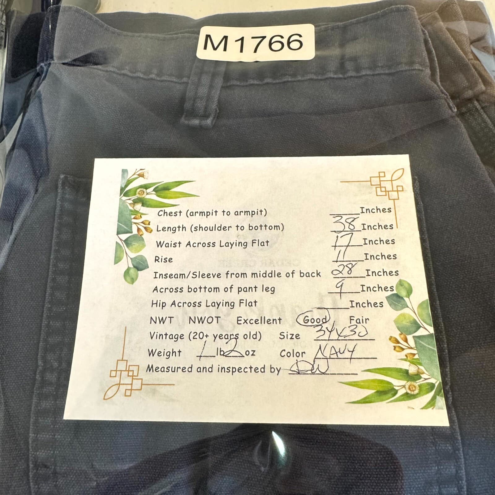 Carhartt Carpenter Pants 34x28 Navy Dungaree Fit Work Utility Mens - Thumbnail 8