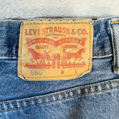Levis 550 Jeans Mens 43x31 (44x32) Blue Medium Wash Relaxed Tapered Denim - Thumbnail 4