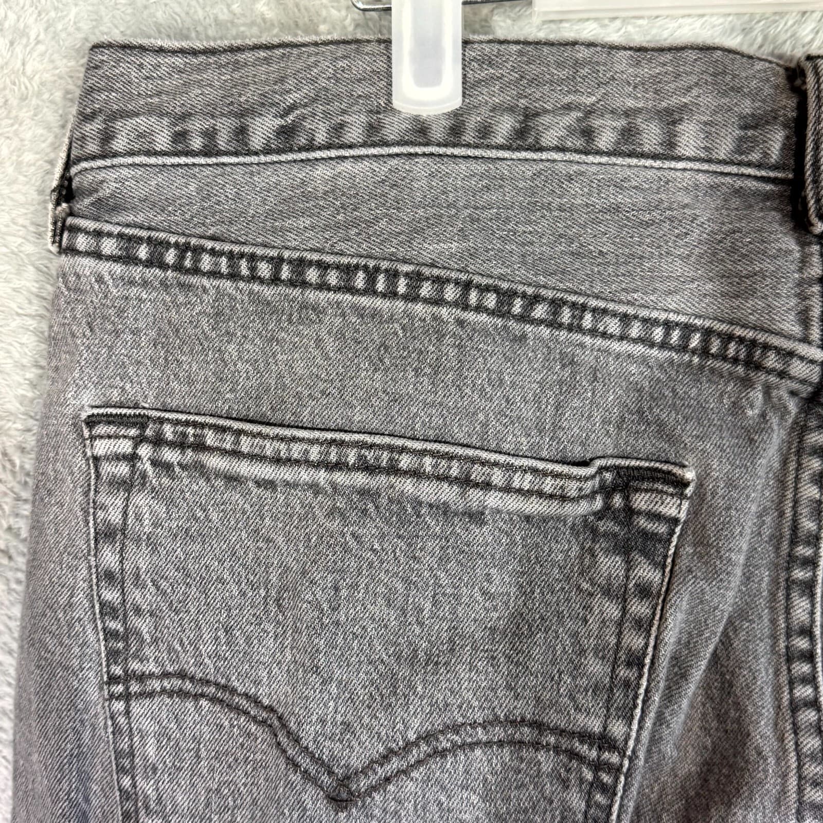 Levi’s 501 Men’s Jeans 36x32 Gray Denim Stretch Mid-Rise Straight Leg - Thumbnail 6