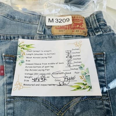 Levis 541 Jeans Mens 42x31 (42x32) Blue Light Wash Athletic Taper Stretch Denim - Thumbnail 8