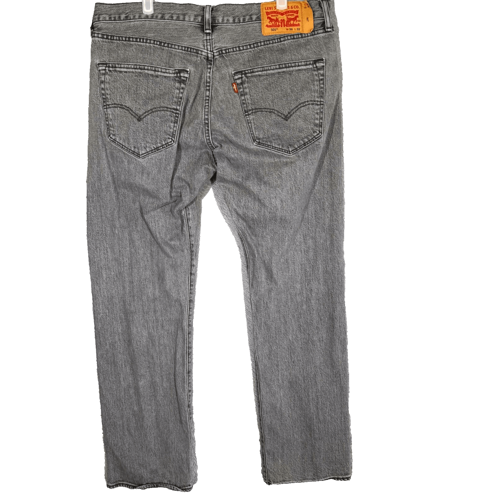 Levi’s 501 Men’s Jeans 36x32 Gray Denim Stretch Mid-Rise Straight Leg - Thumbnail 2