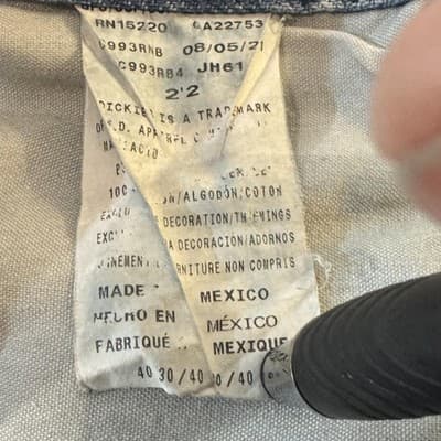 Dickies Jeans Mens 40x30 Blue Straight Fit Denim Cotton Zip Fly Workwear Pants - Thumbnail 6