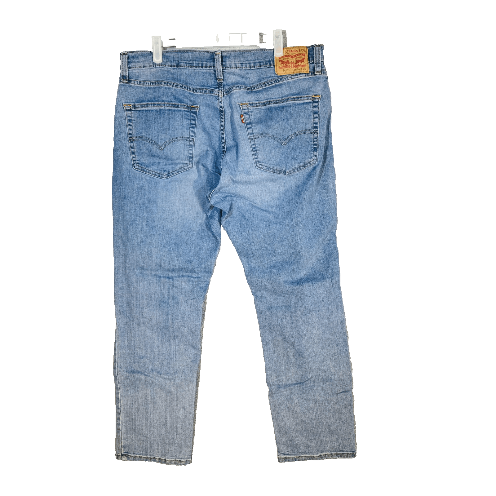 Levis 541 Jeans Mens 36x29 (36x30) Blue Light Wash Athletic Taper Stretch Denim - Thumbnail 2