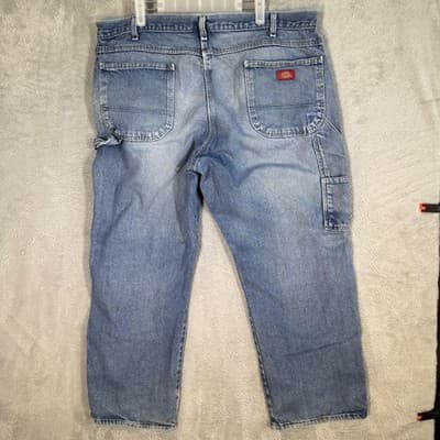 Dickies Jeans Mens 40x29 Blue Denim Straight Leg Workwear Carpenter Pants - Thumbnail 5