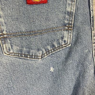 Dickies Jeans Mens 40x30 Blue Straight Fit Denim Cotton Zip Fly Workwear Pants - Thumbnail 4