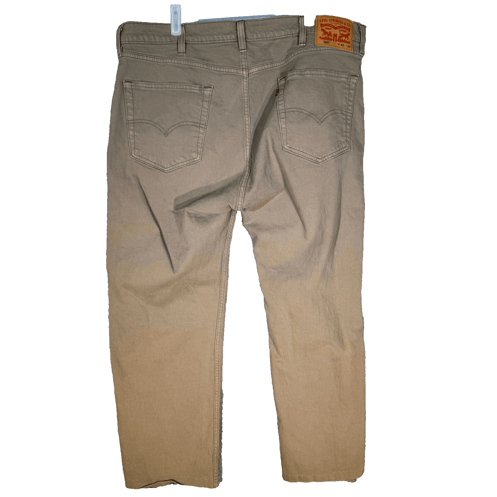 Levi's 505 Men's Jeans 40x34 Beige Regular Fit Straight Leg Frayed Hem - Thumbnail 2