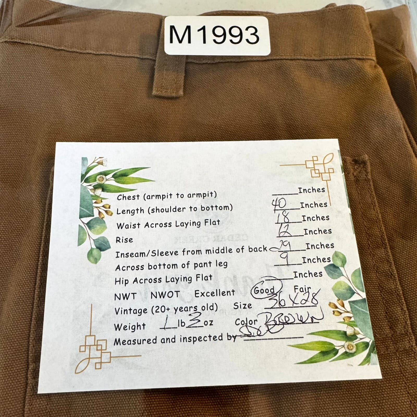 Carhartt Carpenter Pants 36x29 Brown Canvas Dungaree Workwear Utility - Thumbnail 9