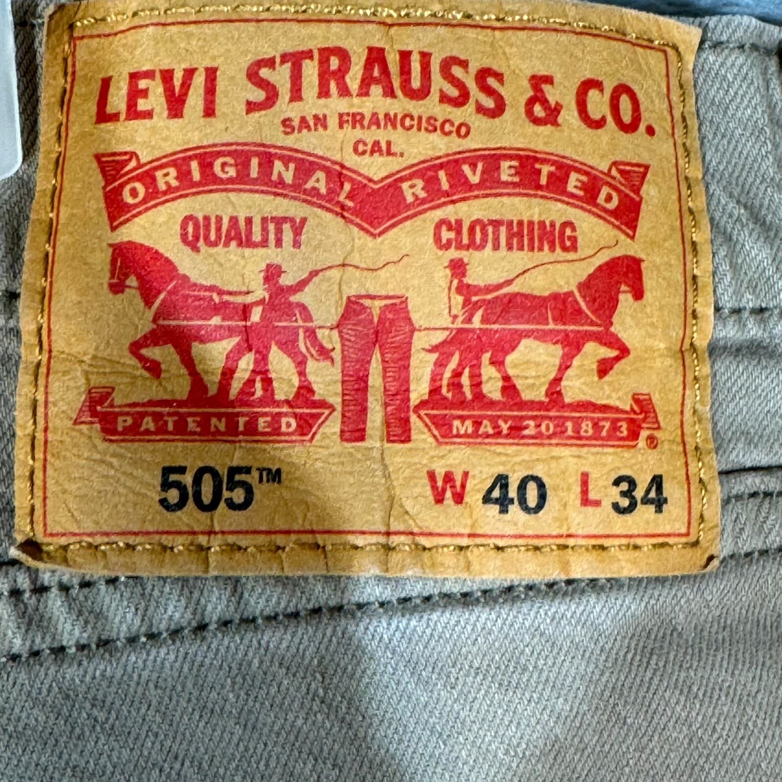 Levi's 505 Men's Jeans 40x34 Beige Regular Fit Straight Leg Frayed Hem - Thumbnail 6