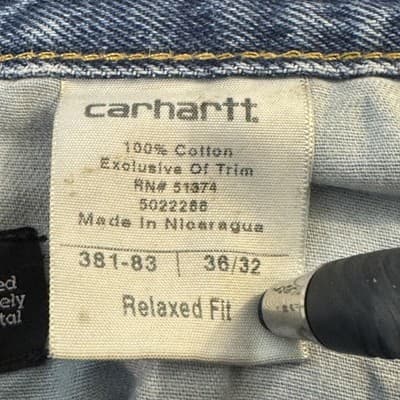Vintage Carhartt Jeans Mens 36x32 Blue Denim Relaxed Fit Straight Leg 90s - Thumbnail 4