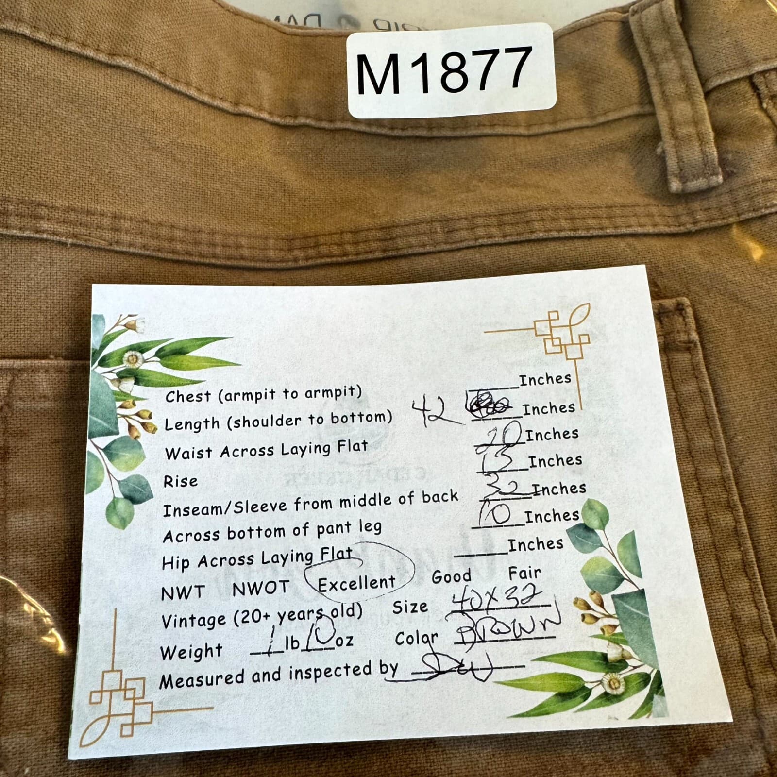 Dickies Utility Jeans Men 40x32 Brown Stretch Straight Workwear Durable - Thumbnail 7