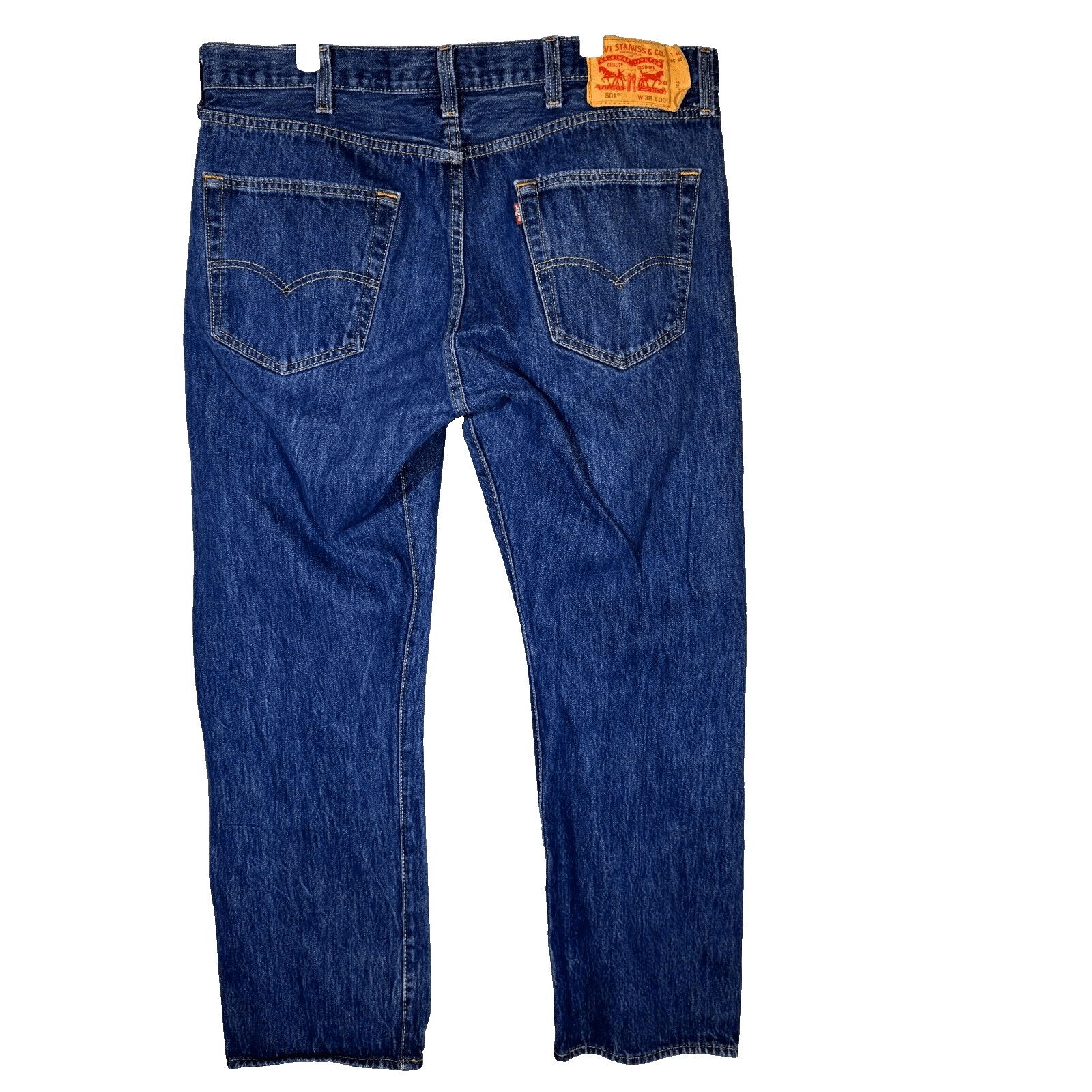 Levi’s 501 Men’s Jeans 38x30 Blue Denim Button Fly Mid-Rise Straight Leg - Thumbnail 2