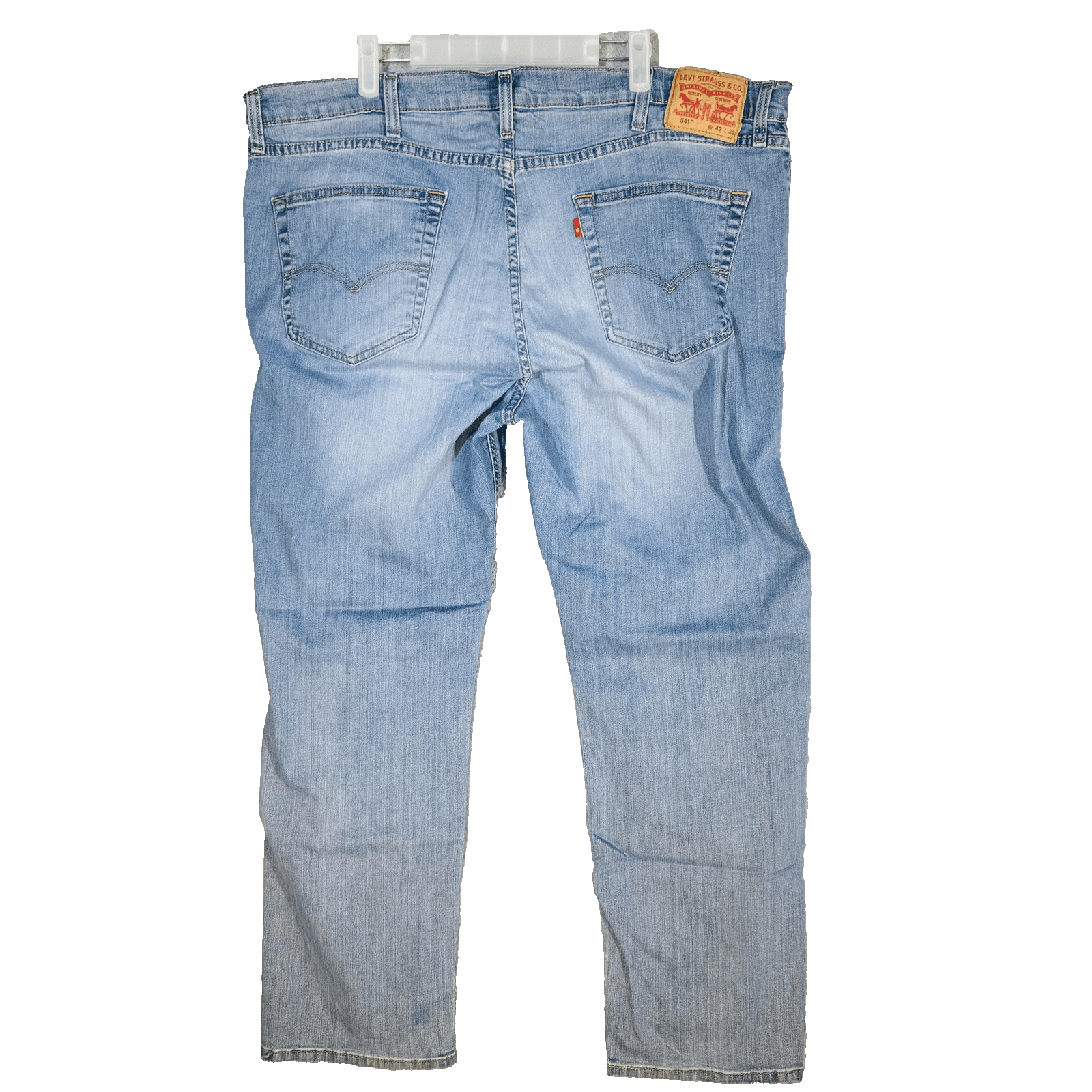 Levis 541 Jeans Mens 42x31 (42x32) Blue Light Wash Athletic Taper Stretch Denim - Thumbnail 2
