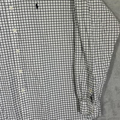 Ralph Lauren Shirt Mens XL White Black Check Blaire Button Down Long Sleeve Pony - Thumbnail 5