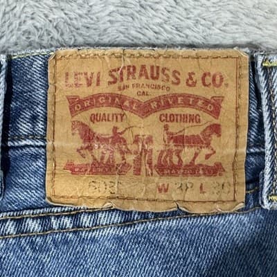 Levis Jeans Mens 38x30 Blue Medium Wash Straight Mid Rise 100% Cotton Denim - Thumbnail 3